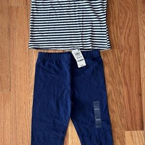 Epic Threads Navy Stripe T-Shirt & Matching Leggings Set - M (8-10) NWT